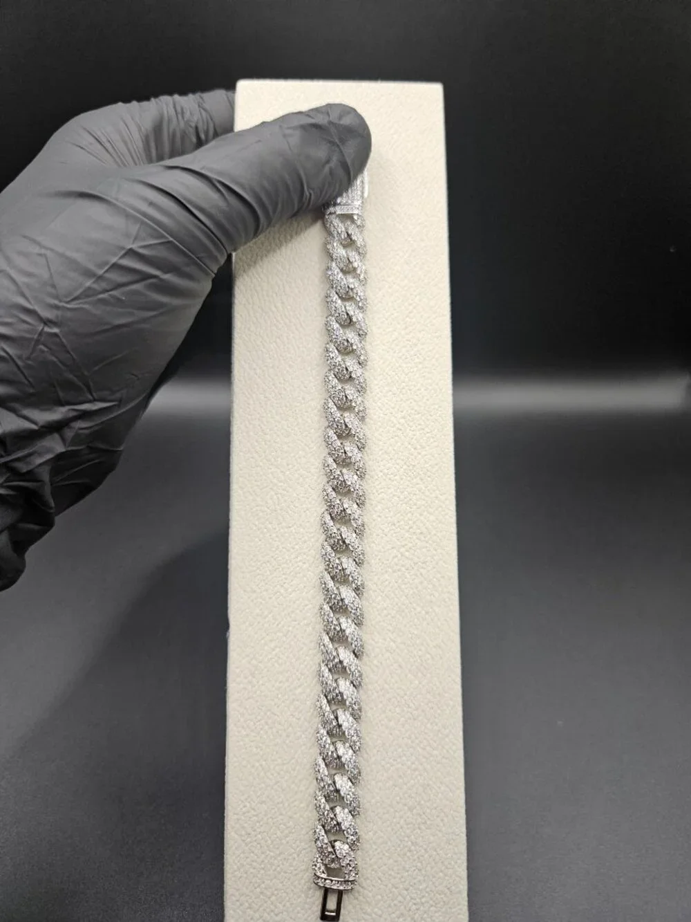 11mm Moissanite Cuban Link Bracelet 7 Inch Stainless Steel